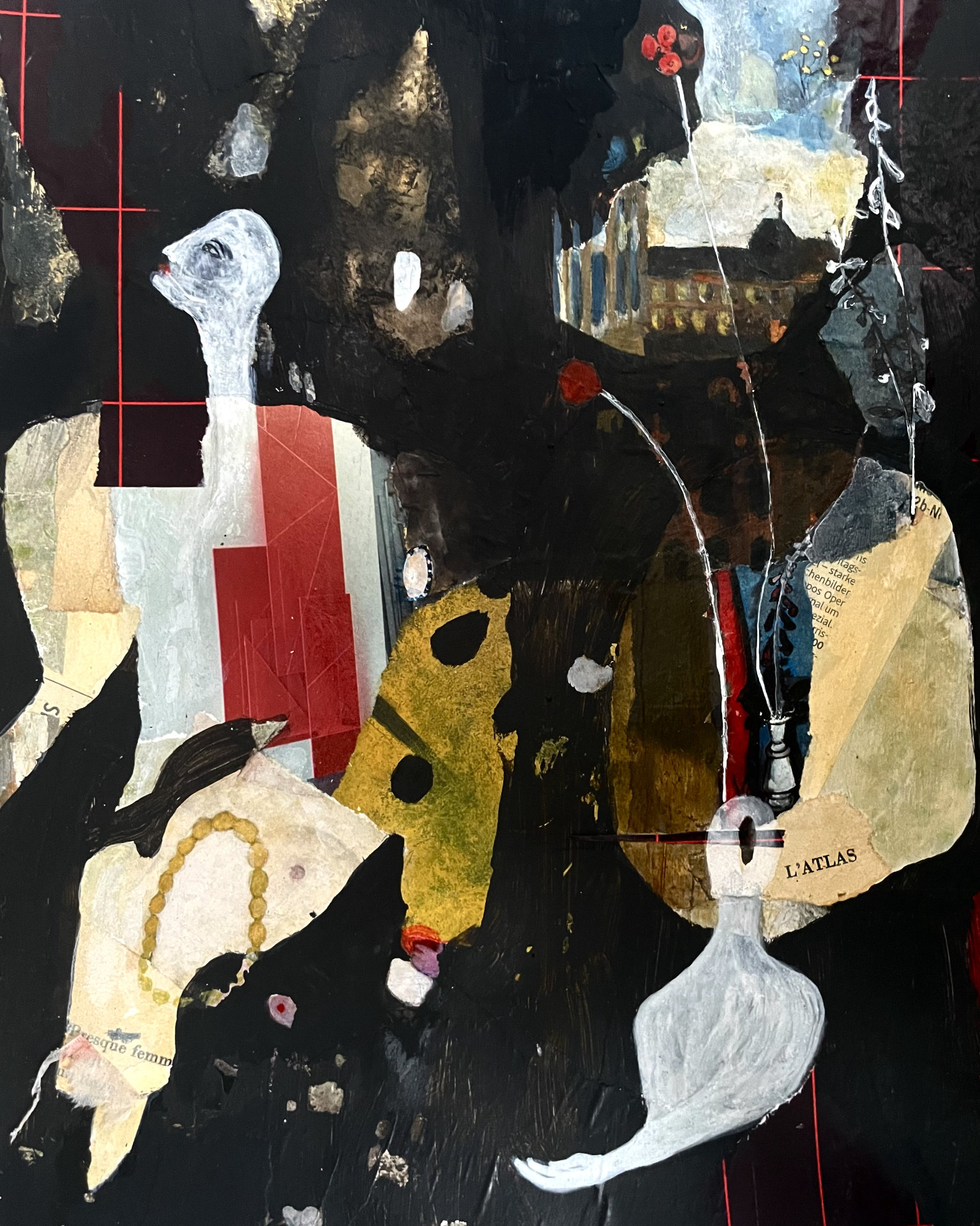 Anja Ehrenberg, Dinge die ich nicht höre im Traum aber sehe, 2025, 24 x 30 cm, Acryl Tusche Papier Buntstift