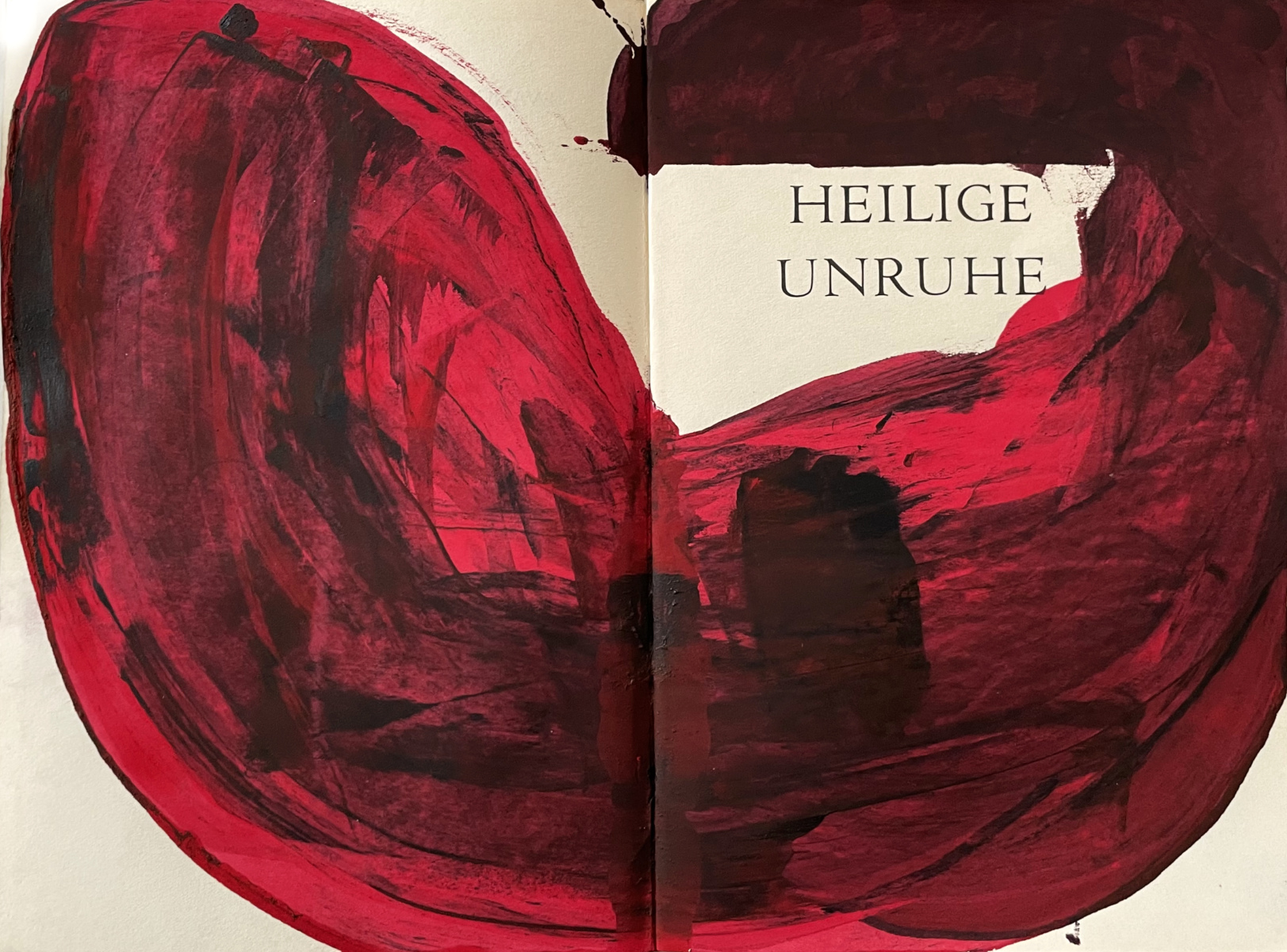 Heilige Unruhe , 2024, Acryl auf Buchdoppelseite