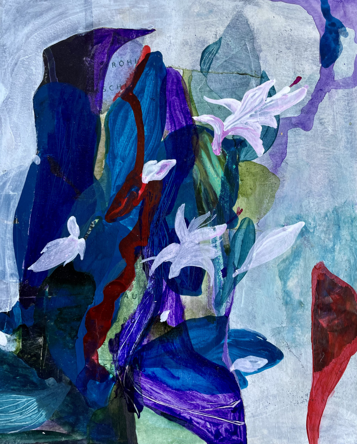 Landscape with cactus blossom, 2023, Acryl. Tusche, Papier auf Papier, 26 x 29,5 cm