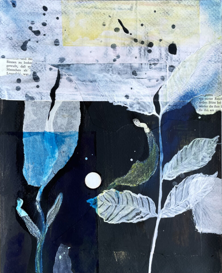 Anja Ehrenberg, Sinnen zu Lenken, 24x30 cm, Acryl Papier Tusche auf Papier, 2024