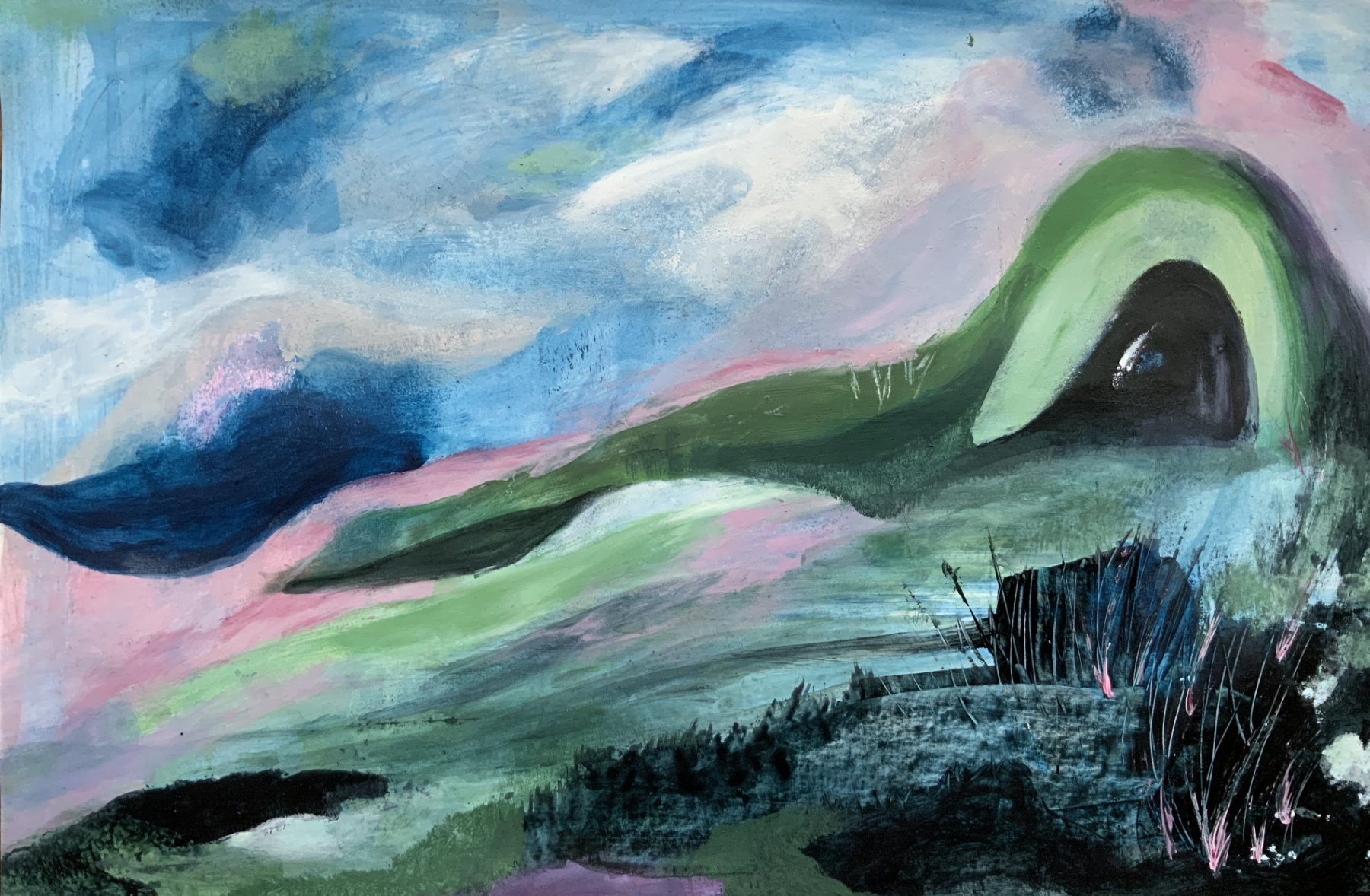 LANDSCAPE WITH HOLLOW, 2021 Acryl 28 x42 cm